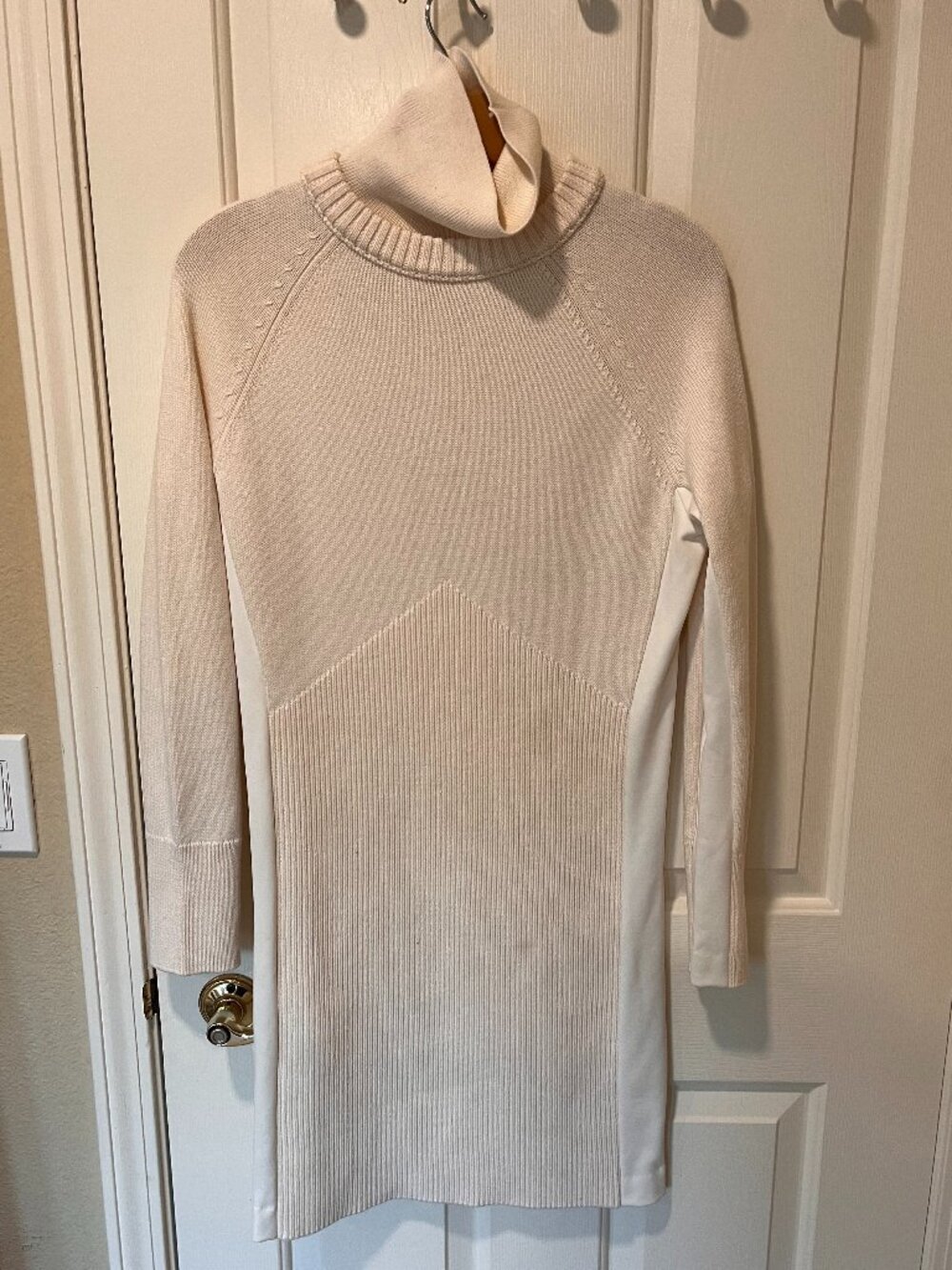 Athleta Mesa Hybrid Sweater Dress in Dove White Merino Wool Blend Style